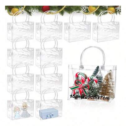 25 bolsas de regalo pequeñas transparentes con asa, bolsa de plástico para regalo, bolsas de regalo pequeñas transparentes para el día del padre, boutique, boda, cumpleaños