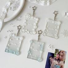 1pc Transparent Snowflake Acrylic 3-Inch Card Holder, Idol Fan Mini Card Display, Student Card Pouch - Snowflake Card Holder - View 7