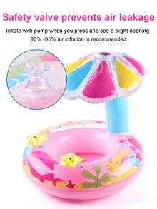 1pc Inflatable Sunshade Mushroom Seat Ring, Thicken Floating Ring Underarm - Life Buoy Swimming Ring For Pool And Floating On The Water - Pink - View 2