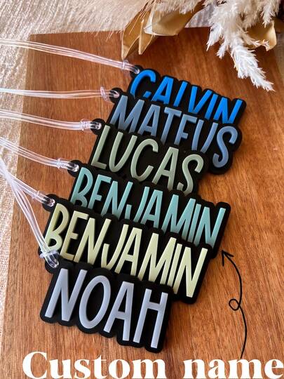 Personalized Matte Black Acrylic Bag Tag | Kids Backpack Keychain