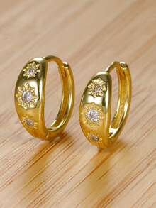 ESBERRY 1 Pair 925 Sterling Silver Elegant Sunflower Zirconia Earrings, Jewelry Gift For Women, Birthday Gift, Party Gift - Sun Earrings - View 5