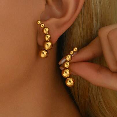 Pendientes geométricos minimalistas con acabado escarcha, estilo europeo y americano. Pendientes de acero inoxidable sencillos y versátiles para uso casual y de moda transfronteriza