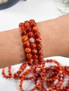 Carnelian Bracelet – Motivation, Creativity & Confidence, Root Sacral Chakra, - Red-veined Agate - View 3