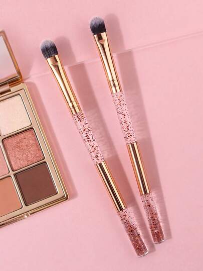 2支装精致手柄软毛眼影晕染刷、眉刷、遮瑕刷、散粉刷，均匀上妆，打造自然妆效，适合初学者，便携式化妆刷