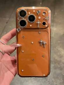 奢华闪亮钻石星月透明硬质PC手机壳，适用于 17 Pro Max、17 Pro、16、15、14、13、12 Pro Max、11，透明时尚防震后盖 - 十字架 - 查看 5