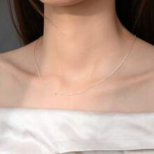 Cadena de clavícula de diseño elegante y brillante - Collar de plata de ley 925, elegante y versátil, duradero, viene con caja de regalo antioxidante, adecuado para uso diario, fiestas, cumpleaños, aniversario, regalo de Eid Al-Fitr - Blanco - Ver 5