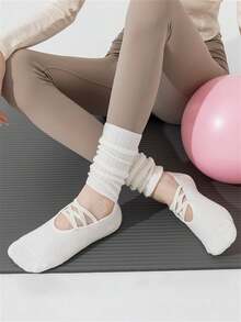 1/4 Pair Early Spring Yoga Ballet Socks With Silicone Non-Slip Bottom, Knee-High - Multicolor - View 3