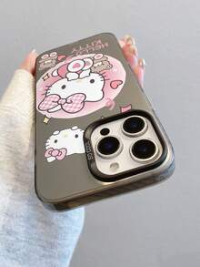 SANRIO Ốp lưng điện thoại chính hãng, chống sốc, hiệu ứng hologram laser mờ, đường kẻ gradient hình mèo con, tương thích với iPhone 13, XS Max, 11, 13 Pro Max, 12, 12 Pro, 12 Pro Max, 13, 14 Pro, 15 Pro Max, 14, 14 Pro, 11 Pro Max, 15, 1 Pro, 16 Pro Max, XR, Galaxy - màu đen - Xem 4
