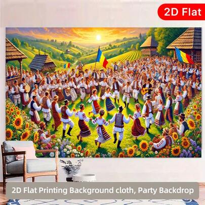 1幅罗马尼亚传统彩旗背景布，尺寸为8.0英尺x6.0英尺，采用涤纶材质。非常适合家居和花园装饰，这款色彩鲜艳的横幅可用作房间和工作室的道具，也是派对和户外活动的理想之选。多种款式和尺寸可供选择。