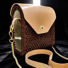 6件套钩针编织包DIY套装，包含PU皮革底、肩带、带扣和按扣的翻盖、包边和五金配件，适合初学者，可用于DIY钱包制作，包含钱包制作配件、手工女士钱包、钱包制作用品和材料。 - A - 查看 3