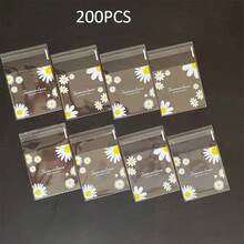 100pcs Daisy Print Gift Bags, Transparent Self-Adhesive Small Packaging Bags Suitable For Wedding Favors, Birthday Tea Party, Small Gifts Packaging, Suitable For Christmas, Halloween, Christmas Eve - Transparent 7*7cm - View 14