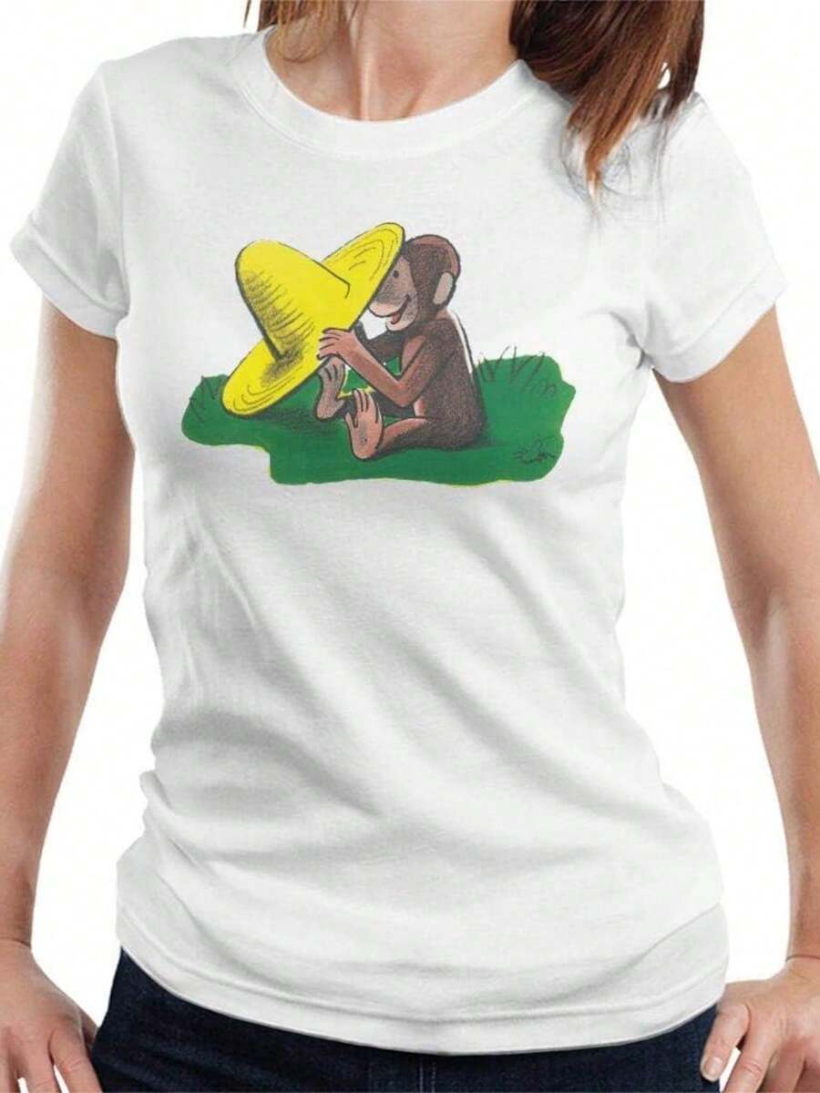 All+Every Curious George Yellow Hat Women's T-Shirt - 白色 - 查看 1