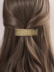 1pc Women's Hair Tie Clip, Bronze Spring Ponytail Holder, Vintage Metal Totem Hair Barrette, Classical Pattern Hair Accessory, Hair Accessories, Head Accessories, Claw Clips - 青銅 - 查看 11