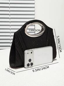 Tas Bahu Berenda Berkilau untuk Wanita, Dapat Diubah Menjadi Tas Selempang Rantai, Tas Tangan Serbaguna Modis dengan Desain Rantai Sederhana, Cocok untuk Pesta, Pernikahan, Prom, Perjamuan, Hadiah Sempurna untuk Wanita - Hitam - View 7