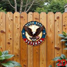 CIFbuy Vintage Metal  8x8 Inch Aluminum Tin Sign Patriotic Veteran Home Décor Wall Art For Man Cave Garage Pub Bar - 彩色 - 查看 2