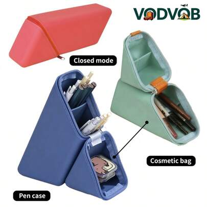 High-Quality Silicone Pencil Case, Large Capacity Silicone Pen Box, Vertical Silicone Retractable Pencil Bag, Silicone Pen Cup Stationery Bag, Minimalist Solid Color Silicone Storage Pouch | Waterproof , Fashionable Storage Organizer, Perfect Desktop Tidy For Small Items