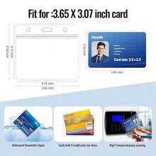 10pcs/Pack Extra Thick ID Card Holder, Heavy Duty Waterproof Transparent PVC Horizontal Sleeve, Resealable, 10pcs Set - Horizontal10pack - View 3