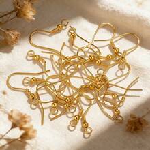 10-Piece 304 Stainless Steel 18K Gold-Plated Ear Hooks With Seed Clasp DIY Charm Jewelry Earring Making Accessories Women's Stainless Steel Jewelry Earring Components - Ear Hook - View 10