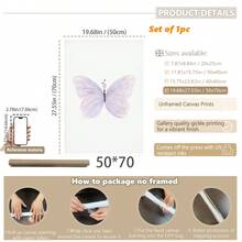 1幅防水帆布墙画，适合儿童房装饰、婴儿房、水彩蝴蝶图案、女孩卧室、紫色蝴蝶、婴儿用品 - 非常适合儿童房装饰、日托中心装饰、幼儿园装饰、男孩房装饰、女孩卧室装饰、婴儿房装饰 - 彩色 - 查看 28