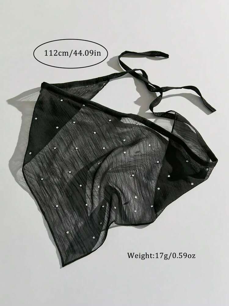 1件装女士时尚水钻装饰沙滩/度假头带夏季发饰沙滩发带度假女士头巾 - 黑色 - 查看 6