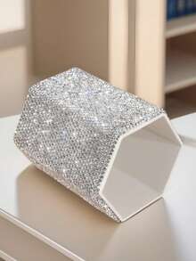 Luxury Rhinestone Makeup Brush Holder, Creative Rhinestone Nail Salon Tool Storage Box, Desktop Organizer Decor - Multicolor - View 5