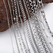 2m Stainless Steel Cross & O-Ring Lip Chain, Multi-Style Steel Color Stainless Steel Chain, Suitable For DIY Jewelry Making Bracelets Necklaces Accessories - 2 Meters - View 3