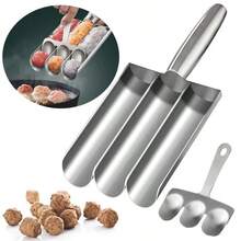 Stainless Steel Meatball & Salad Patty Maker Set - Non-Stick Multi-Functional Kitchen Tool For Making Perfect Shaped Meatballs, Dough And Ice Cream Balls - Silver - View 6