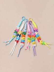 1pc Personalized Colorful Name Initial Backpack Charm, Customized Minimalist Keychain, Customized Cute Beaded Decoration Pendant, Birthday Gift, Customized Handbag Charm - Multicolor - View 5