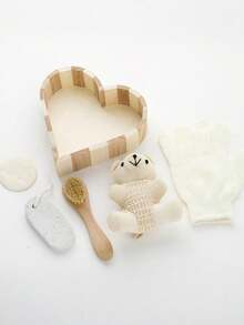 5pcs Bath Set Includes Exfoliating Towel, Bath Brush, Pumice Stone, Loofah, Gift Box - Multicolor - View 6