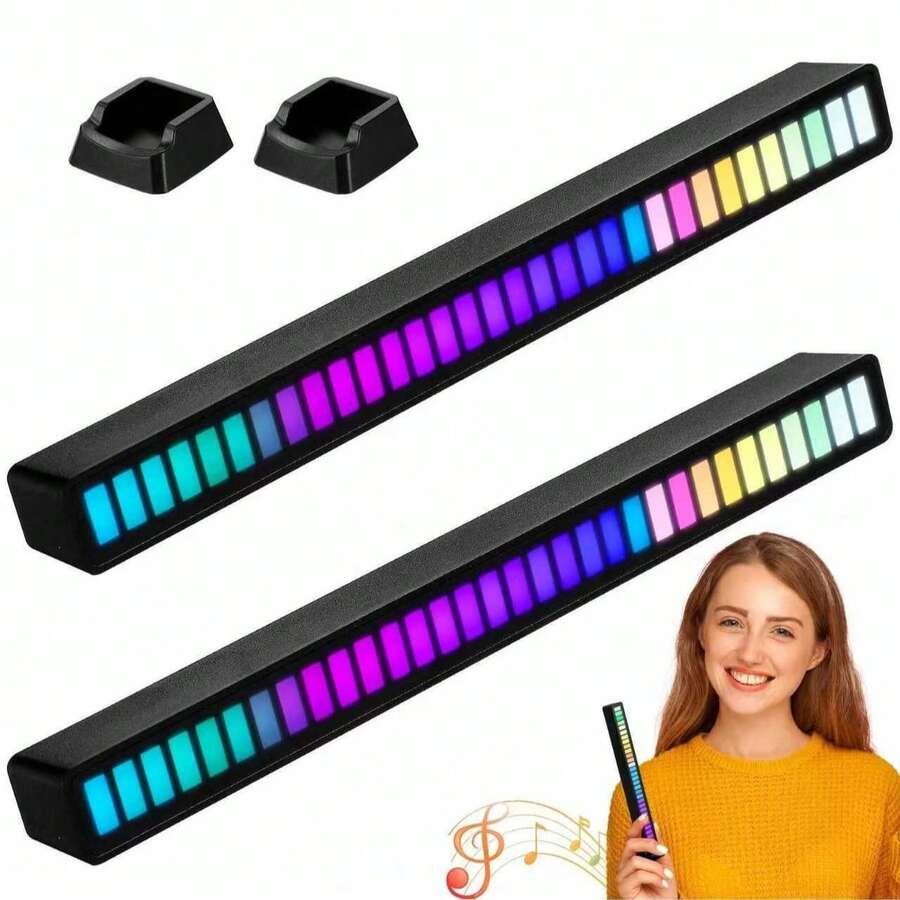 RGB LED Pickup Lights That Respond To Sound, Creating A Vibrant Atmosphere For Gaming, Parties, And Desktop Use. Voice-Activated Pickup Music Rhythm Lights, Ambient Light, For Car, Gaming Room Decorations
