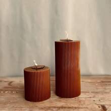 French Striped Cylindrical Soy Wax Candle Stick, Low Temperature Scented Candle Home Decor - A - View 5