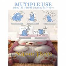 1pc Customized Bear Theme Pattern Fleece Blanket, Soft, Lightweight, Suitable For All Seasons, Perfect Birthday And Holiday Gift For Family And Friends - Multicolor - View 7