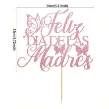 1 pieza Decoración para pastel Bandera para pastel Insertar Día de la Madre Oro Rosa - A - Ver 3