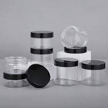 9pcs - Diameter 7cm Plastic Storage Bottle With Lid Pigment Subpacking Bottle Cream Facial Mask Bottle Eye Cream Face Cream Bottle PET Wide Mouth Transparent Trial Small Subpacking Bottle Travel Cosmetics Subpacking Bottle - Black and White - View 8