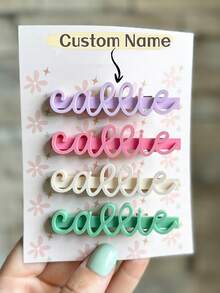 1 pieza Pinza de pelo personalizada con nombre, Moño de pelo con nombre, Pasador personalizado, Moño de pelo personalizado, Pinza de garra, Pinzas de pelo con nombre, Pinzas de pelo para niñas - Multicolor - Ver 2