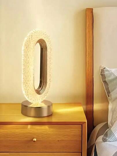 1 st oval kristall skrivbordslampa, akrylskenbelysning, USB-driven, 3-färgs justerbar LED-skrivbordsdekoration lämplig för sovrum, vardagsrum eller hemmakontor - perfekt presentval, kontorsbelysning, fest- och middagsdekoration, högtidsbelysning, dekorativ lampa, nattlampa