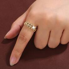 1 chiếc nhẫn thiết kế hình vương miện thanh lịch đính đá Cubic Zirconia dành cho nữ - Nhiều màu - Xem 11