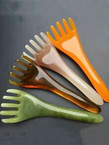 1 chiếc bàn chải massage da đầu hình ngón tay, làm bằng nhựa hổ phách, thiết kế 5 móng tròn, liệu pháp massage da đầu, thư giãn và giảm đau cơ, món quà ngày lễ hoàn hảo, dụng cụ gãi da đầu hình thuôn dài, bàn chải 5 móng, lược massage cạo Gua Sha. - Nhiều màu - Xem 13