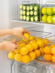 1/2pcs Transparent Plastic Storage Box, Food Pantry Organizer Box And Storage Container, Refrigerator Organizer Box, Kitchen Cabinet Organizer Box, Home Bathroom Freezer Refrigerator Storage Box, Food Storage And Organization Set - Clear - View 2