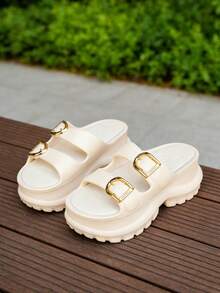 FZY Women's Sports Sandals - Solid Color Style - Multi-Functional Buckle - Adjustable Women's Flat Sandals. Fashionable Multi-Functional Women's Sandals Suitable For Home Use, Outdoor Travel, Beach, Seaside, And Water Activities. Thick Sole / Durable And Elegant Women's Bath Slippers. Elegant Boots. Essential Women's Home Slippers.Essential Easter Outfits - Apricot - View 9