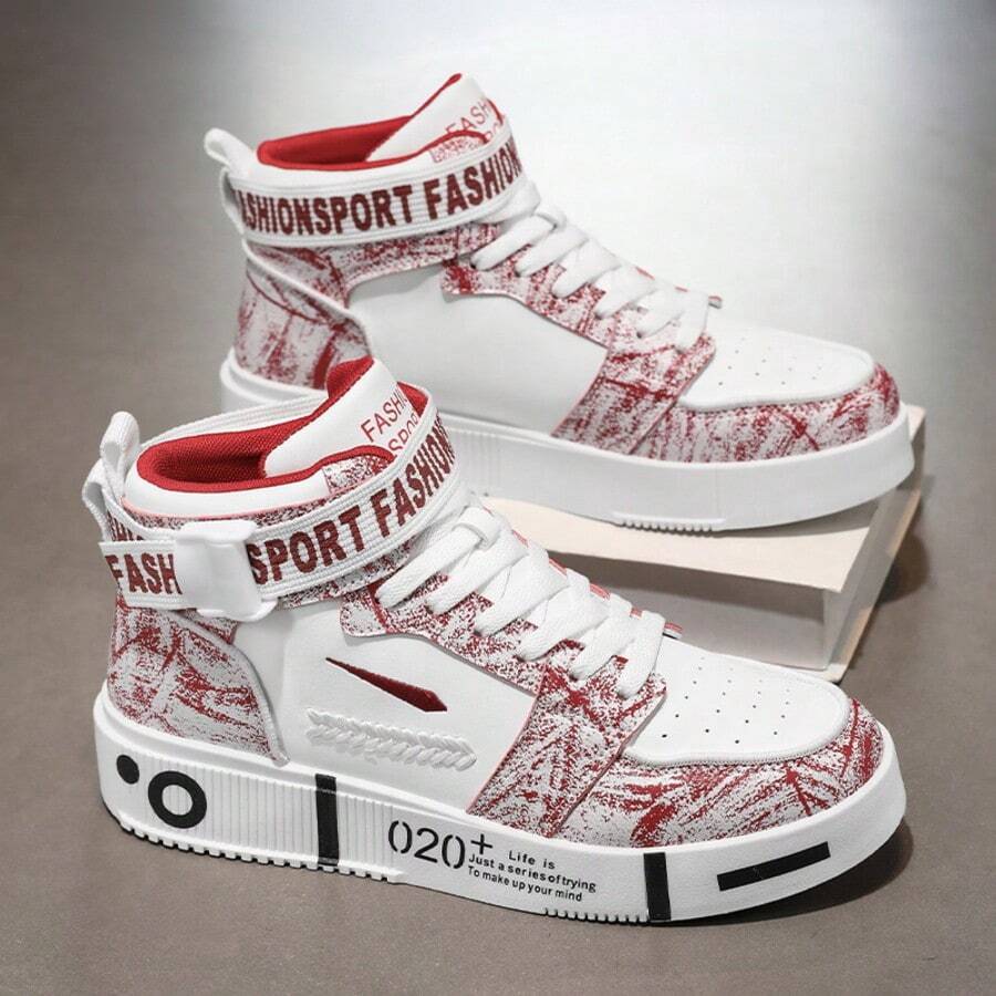 Men's Sports Casual Mid-Top Printed Skate Shoes For Teenagers