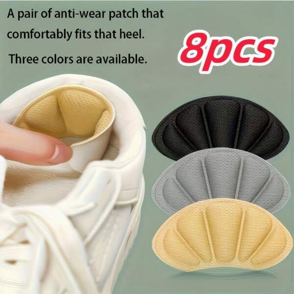 2/4/8 ملصقات كعب، متوفرة بأربعة ألوان، وسادات واقية لاصقة مضادة للانزلاق، تحسن راحة الحذاء، تمنع الاحتكاك والانزلاق، مناسبة للأحذية اليومية والرياضية والبيضاء