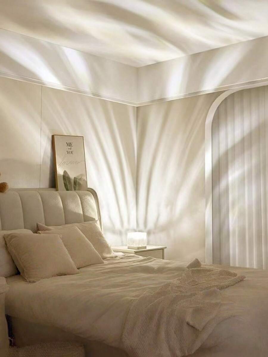 Luminária de Ambiente Aurora Onda d'Água (1 unidade), 16 Cores de Iluminação, Controle por Toque e Remoto, Cria um Ambiente Romântico e Aconchegante, Luz Noturna RGB, Ideal para Casa, Quarto e Festas, Luminária de Ambiente para Quarto | Efeito Aurora dos Sonhos - Multicolorido - Ver 1