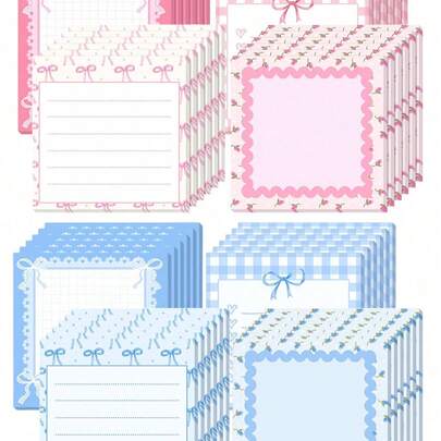 8/4/1pc Cute Bow Memo Pads, Valentine's Day Gift, Ribbon Notebook Sticky Notes, Ladies Party Favor (Pink And Blue), Cute Planner, Cute Memo Pads, Stationery, Notepad, Notebook, School Supplies, Memo Pad, Reminder, Christmas Memo Pads, Desktop Accessories, Fun Sticky Notes Children's Campus Art Merchandise, Back To School