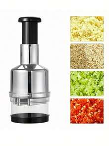 Stainless Steel Knife Multi-Function Garlic Slicer And Pestle, Kitchen Gadgets Manual Vegetable Chopper, Onion Mincer, Garlic Press, Multi-Purpose Kitchen Tools - Multicolor - View 4