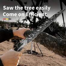 Sierra de 20.86 pulgadas para acampada, templada a alta temperatura, sierra rápida para cocina de campamento al aire libre, herramienta para encender fuego de acampada - Negro - Ver 6