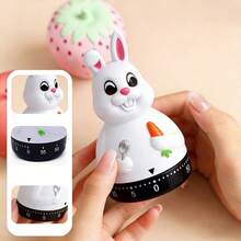 1 unidad de temporizador de cocina con forma de conejo, para control preciso del tiempo durante la cocción, ideal para cocina, estudio, trabajo, aula, deporte y gimnasio ayudando a gestionar el tiempo, un regalo original y elegante. - Blanco - Ver 3