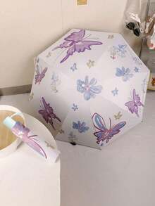 1 chiếc ô nhỏ gọn in hình bướm, ô che nắng gấp gọn chống tia UV dành cho nữ, thích hợp sử dụng ngoài trời, trong vườn, khi đi du lịch, mang theo dễ dàng, đi biển, mùa tốt nghiệp, lễ tốt nghiệp, quà tặng tốt nghiệp - Như hình ảnh - Xem 12