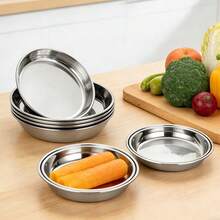 1/3件套不锈钢深圆盘，不易碎金属餐盘，浅汤盘，沙拉意面牛排鱼盘，防滑餐具，厨房餐具，家用餐厅日常使用 - 查看 10