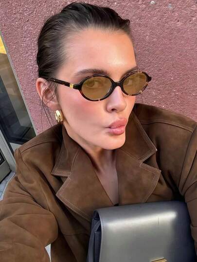 1副复古简约小椭圆框眼镜，时尚女士跨境眼镜